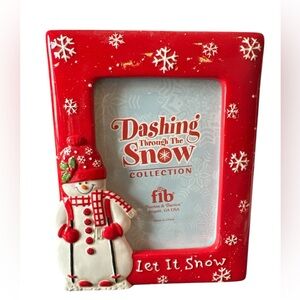 Dashin Through The Snow Burton & Burton 7.5x6" Ceramic Snowman Photo Frame